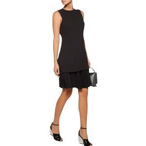 Theory LBD Pleated Crepe Layered A-Line Dress Womens Size 4 Classic Preppy